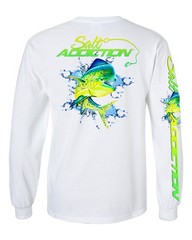 Salt Addiction Saltwater Dolphin Fishing Long Sleeve T Shirt Mahi Mahi Cotton