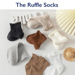 Ruffle Socks Women, Turn-Cuff Casual Cute Ruffle Ankle Socks 6 Pairs Mixed Color
