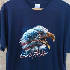 Navy Blue Live Free Patriotic USA Eagle Tshirt Size XL