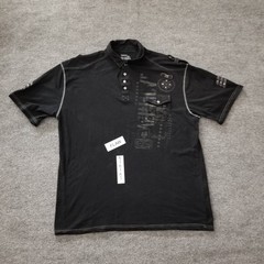 Vertical Sport US7 Men Shirt 5XL Black Graphic Short Sleeve V Neck 1/4 Button *