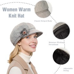 2 Pcs Womens Newsboy Cap Women Retro Classic Visor Newsboy Cabbie Cap Beret H…
