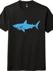 Blue Shark Graphic Tee | Modern Minimalist Design, Unisex Black & White