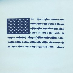 Vapor Apparel Shirt Mens Large Blue USA Flag Patriotic Fish Graphic UPF 50+