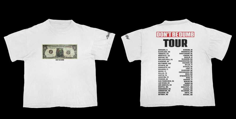 ASAP Rocky Don’t Be Dumb Tour Dollar Bill Dateback Graphic Multicolor T Shirt