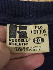 VTG 90s Blank Russell Athletic Pro Cotton T-Shirt XXL Navy Blue Essential HEAVY