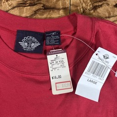 NWT Vintage Dockers T-Shirt Men’s L Red Short Sleeve Pocket Crewneck Dead Stock