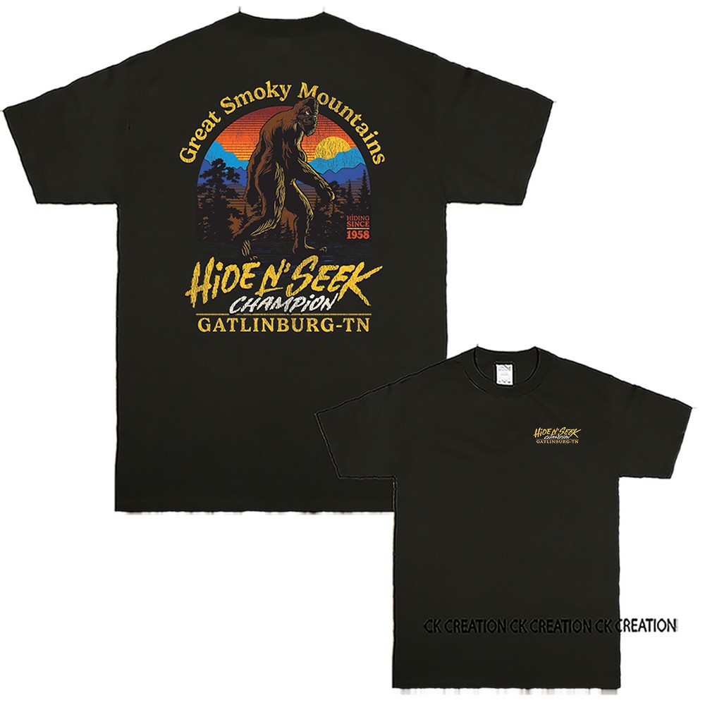 Sasquatch Hide & Seek Champion Bigfoot Smoky Mountains Graphic T-shirt
