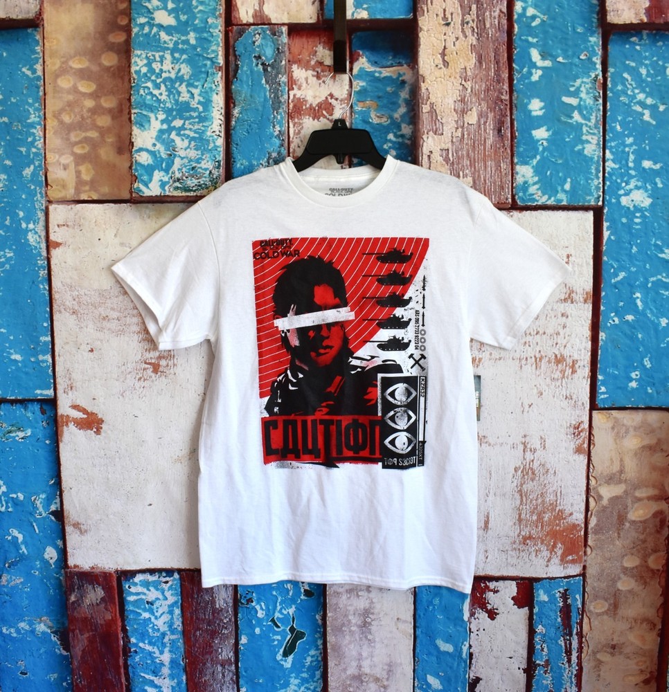 Call Of Duty Black Ops Call War Video T-Shirt Tee Short Sleeve LARGE White