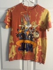 Space Jam A New Legacy Tune Squad Tie Dye Orange Yellow Shirt Size S (A1)