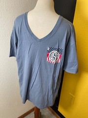Royce Brand Unisex Shirt Large USA V neck Gray Cotton Stretch Graphic Easy Care