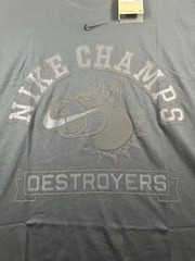 Nike T-Shirt Champs Destroyers Men XL Black Loose Fit Swoosh Cropped IH7618 New