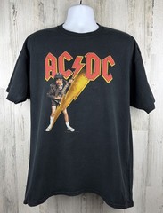 Vintage Distressed 2003 AC/DC Angus Young Guitar Lightning T-Shirt XL (22.5×29”)