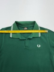 Fred Perry Mens Green Polo Shirt Size M Cotton Ribbed Collar Cuffs