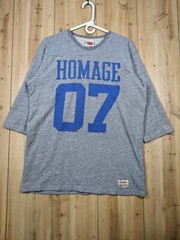 Homage 07 Vintage Style 3/4 Sleeve Baseball Tee Gray Blue Soft Cotton Blend XL