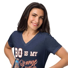 Bo Nix Shirt Womens V Neck Shirt Denver Football Broncos Fan Orange Crush Shirt