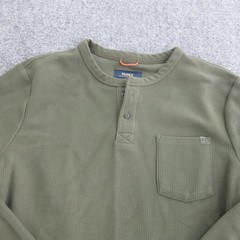 Roark Henley Shirt Mens Large Green Long Sleeve Thermal Pocket Casual Top