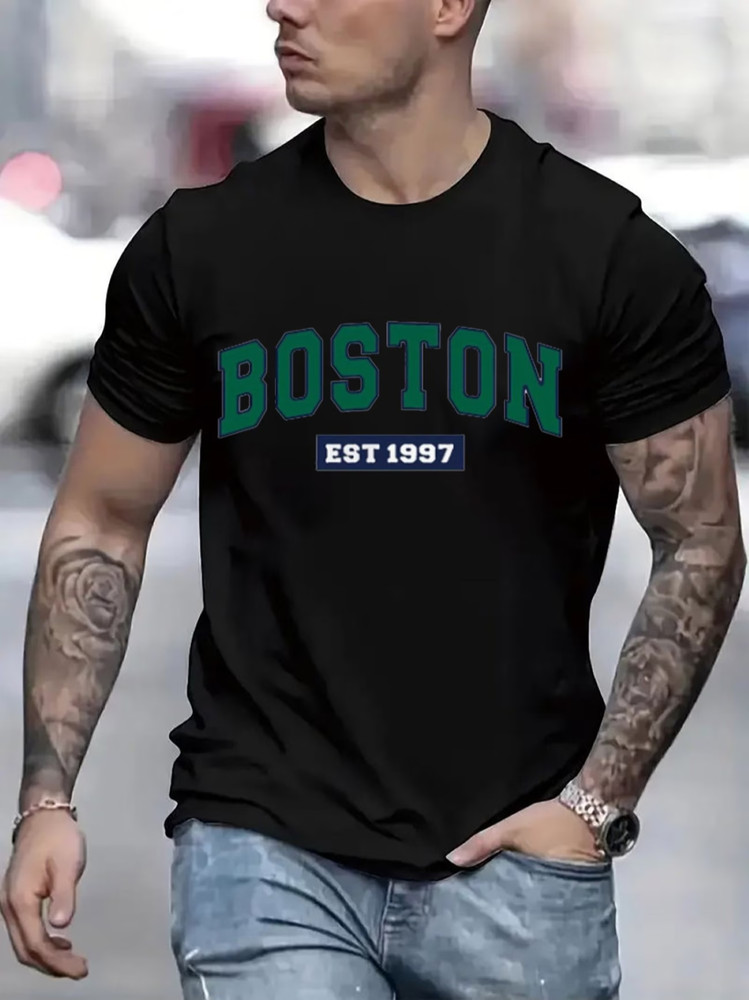Boston 1997 Graphic Print T-Shirt For Men Casual Short Sleeve Tee 1 Pcs 100% Hea