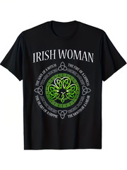1pc Irish Witch Soul Clover Graphic T-Shirt – Unisex Casual Street Style Tee