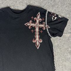 Raw State Shirt Knit Double Sided Size XL Cross Grunge Cyber Graphic Print Y2K