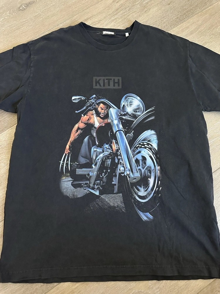 Kith Marvel Wolverine Motorcycle T Shirt Size Large Black