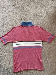 Vintage Capistrano Shirt Polo S/M Made in Korea 70s Ramie Acrylic Red Blue