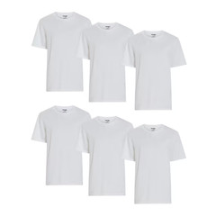 Wrangler Men 6 Pack Cotton Stretch Crew Neck Undershirts White Tee Shirts Size L