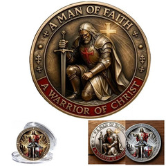 A Man of Faith-A Warrior of Christ Commemorative Coin,Jesus Challenge Coins TL