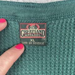 Greatland Men’s Shirt XL Green Thermal Henley Outdoor Base Layer Gorpcore