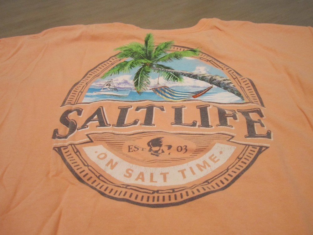 Salt Life “On Salt Time” Men’s Orange Pocket T-Shirt – Size XL WOW!!!!!