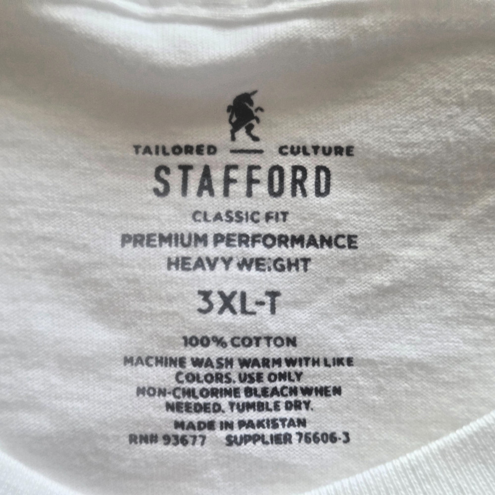 Stafford Classic Fit Heavy Weight Cotton T-Shirt Size 3XL-T Qty 2 NWOT #1