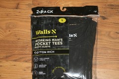 NIP Walls Working Man’s Pocket Tees S/S Cotton Rich – L – Black – 2 Pack