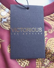 Victorious Los Angeles Rhinestone Baroque T-Shirt – Burgundy Gold – Size: Small