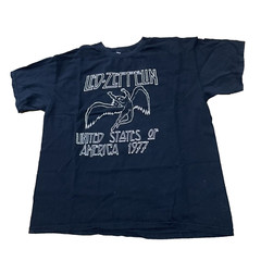 Led Zeppelin Shirt Vtg Y2k ALLSTYLE Men L Black Classic Rock Music Band Tee 42″