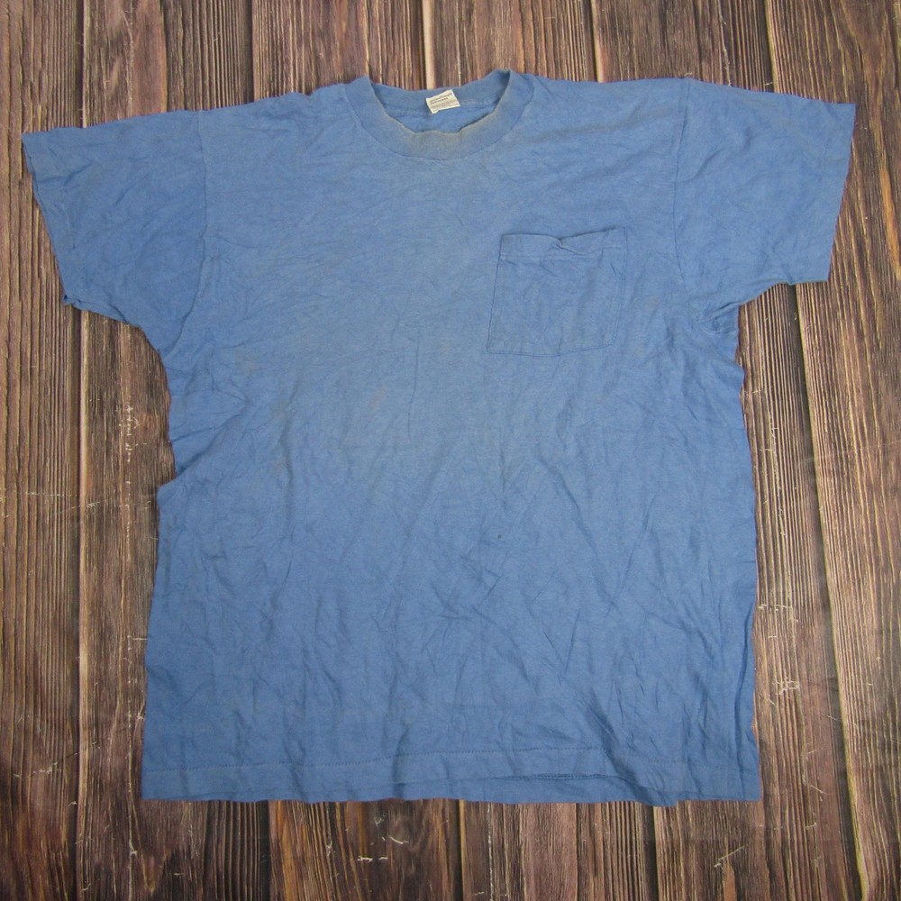 Vintage BVD Shirt Mens XL Blue Pocket Single Stitch Made in USA 90s T-Shirt Tee