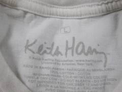 Keith Haring Shirt Mens Large White Heart Dancing Graphic Art Tee Back Print