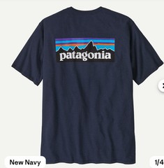 Patagonia Men’s Men’s P-6 Logo Responsibili-Tee Navy Size XS. NWT