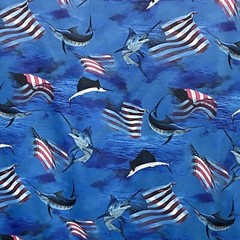 Reel Legends T-shirt Tee Mens Blue Sz M Reel Tec Flag Fish All Over Patriotic