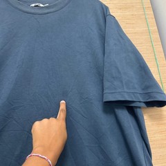 Uniqlo U AIRism Cotton Oversized T-Shirt Blue Gray Large Relaxed Fit 5708