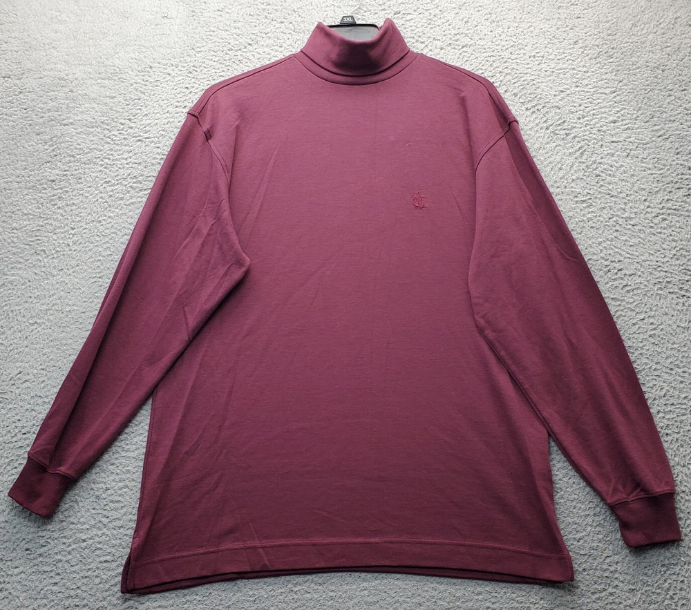 Nautica Shirt Mens M Burgundy Embroidered Logo Elastic Cuff Turtle Neck Pullover