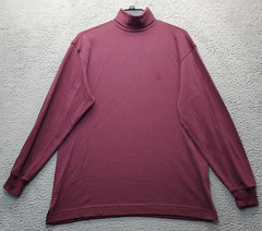 Nautica Shirt Mens M Burgundy Embroidered Logo Elastic Cuff Turtle Neck Pullover
