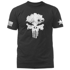 Skull US Flag American Pride Warrior Patriotic Military Graphic T-shirt
