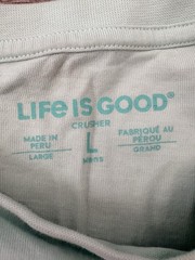 Life Is Good Bucket List Beer Ice Mens Large Graphic T Shirt Cream Casual