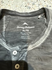 tommy bahama Gray shirt mens XL short sleeve waist embroidered Very Nice