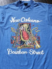 Vintage 80s New Orleans Bourbon Street Party Time Single Stitch T-Shirt USA – XL