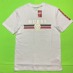 GUESS Los Angeles Men’s Short Sleeve T-Shirt MEDIUM White w/Black, Red, Gold NEW