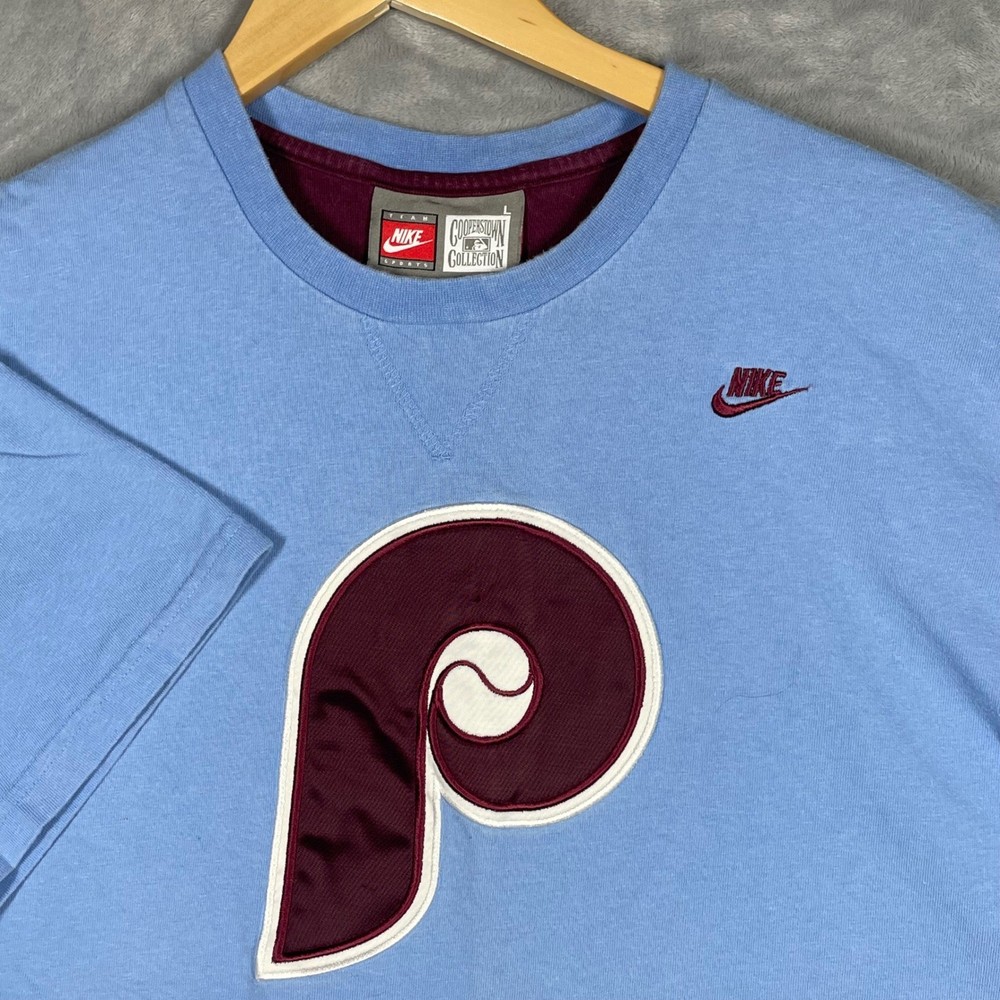 Nike Cooperstown Collection Philadelphia Phillies Blue T-Shirt Mens L Vintage
