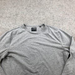 Cuts Shirt Mens Medium Gray Long Sleeve Curve Hem Crewneck Tee Solid Casual Top