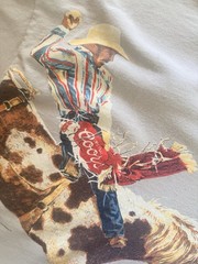 Vintage 1996 Coors Beer Cowboy Rodeo Wild West Tee Cream Colored Double Sided 2X