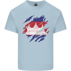 Torn Cambodia Flag Cambodian Day Football Mens Light Cotton T-Shirt