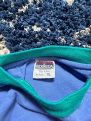 Vintage Davisons of Bermuda Ringer T Nautical Sailboat Print Blue Green Size XL